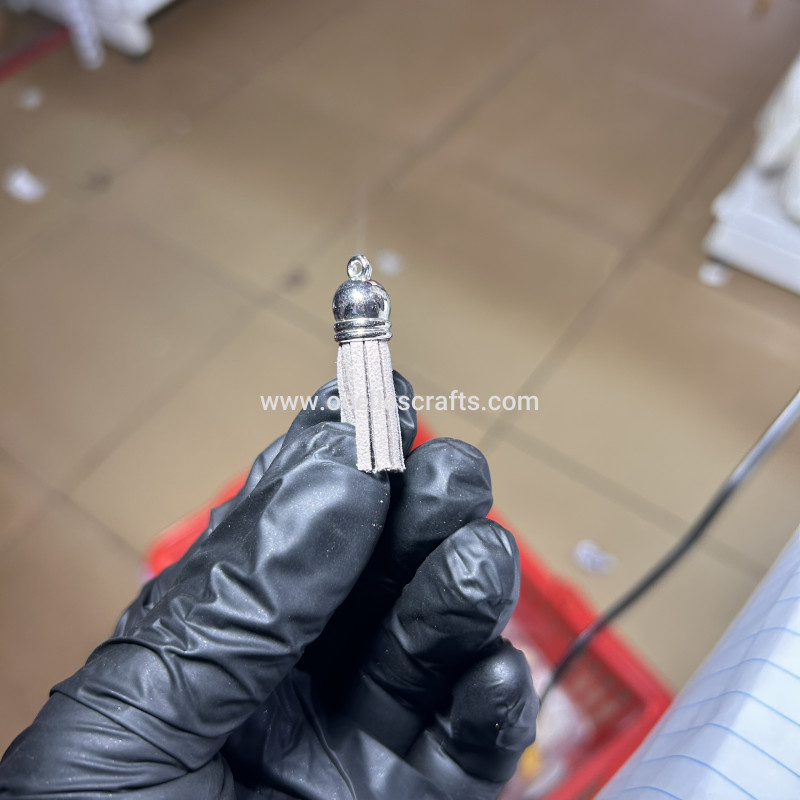 Grey Silver Cap Leather Tassel