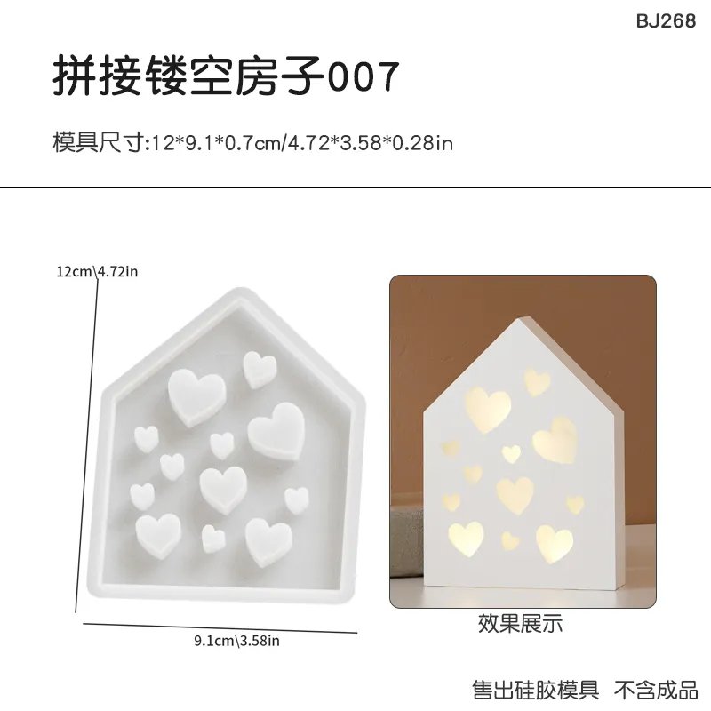 2pcs House with Hearts front and back decor Mold