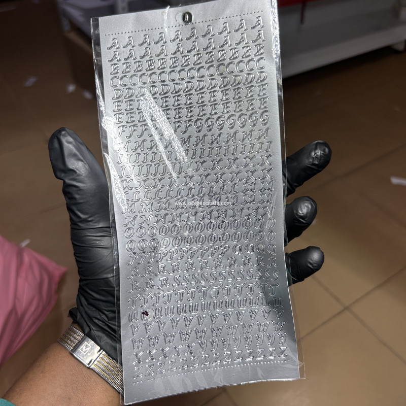 PVC Silver Uppercase Alphabet Sticker with Numbers