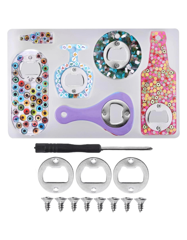 Bottle opener mold with accessories (3 opener metals and 1 screwdriver)