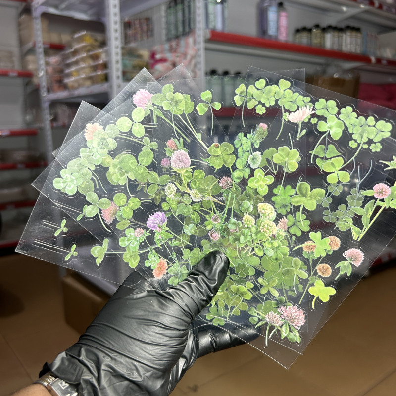 6pcs Clover Blossom Natural Series Sticker