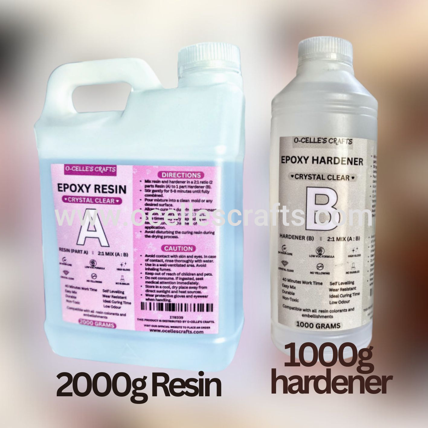 3kg  2:1 Epoxy Resin 24Hr Cure Set | 1kg Resin, 500g Hardener