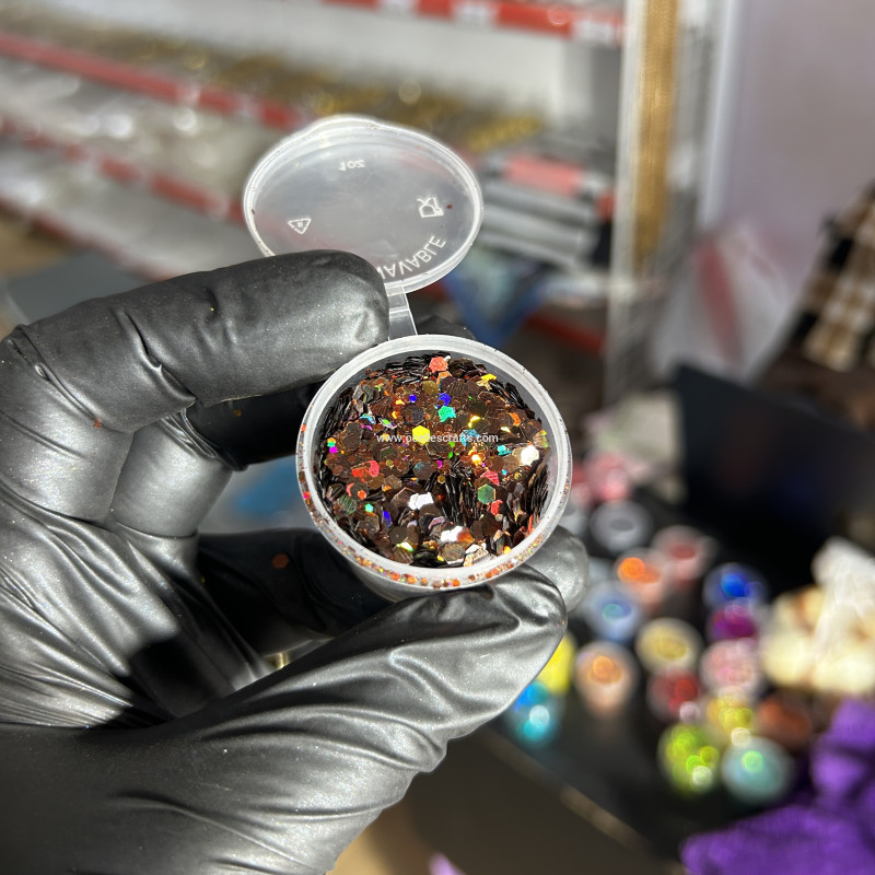 Brown Holographic Chunky Glitter