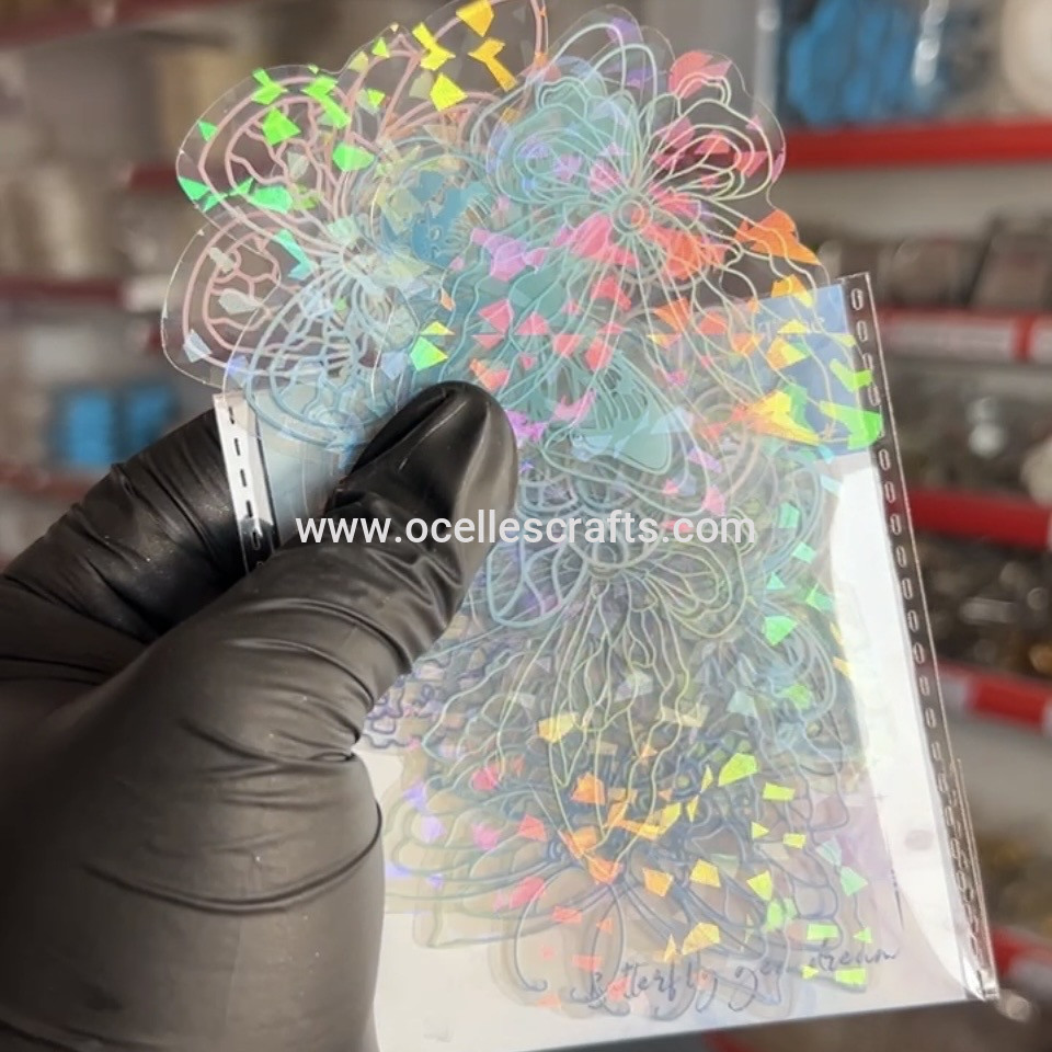 20 pcs Blue Holographic Butterfly Stickers