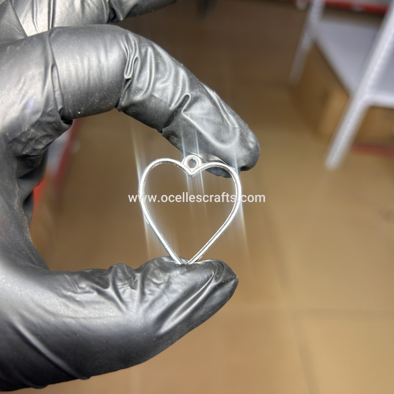 Silver Heart open back bezel for pendant or earring