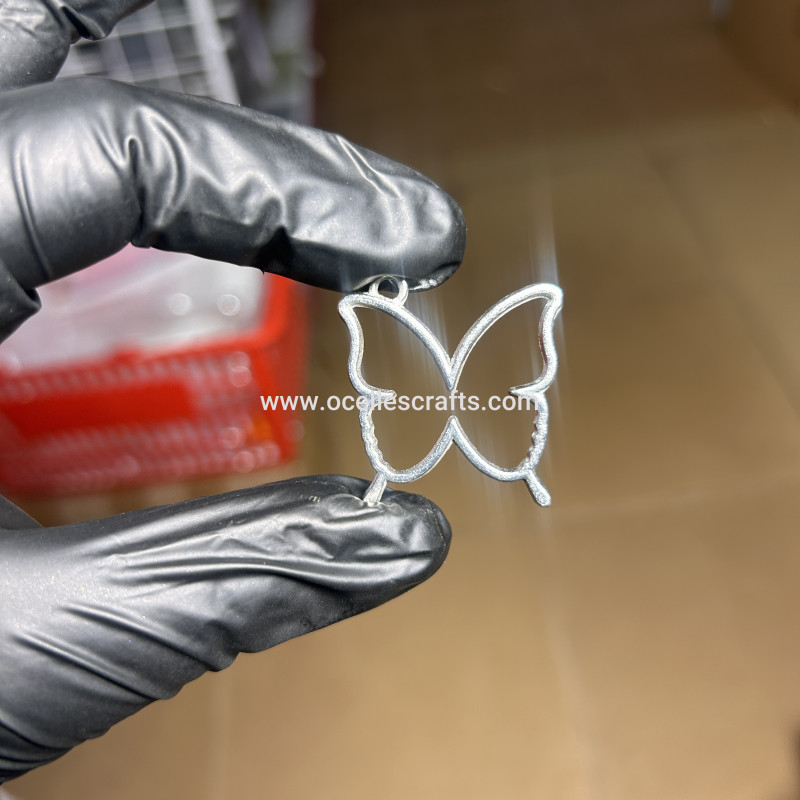 Silver Butterfly open back bezel for pendant or earring