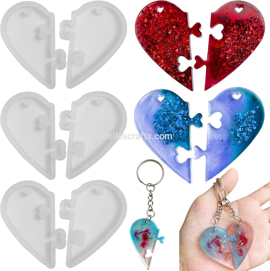 Split Heart Keychain Mold
