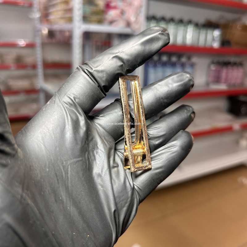 Rectangular Alligator Gold Hair Clip Base