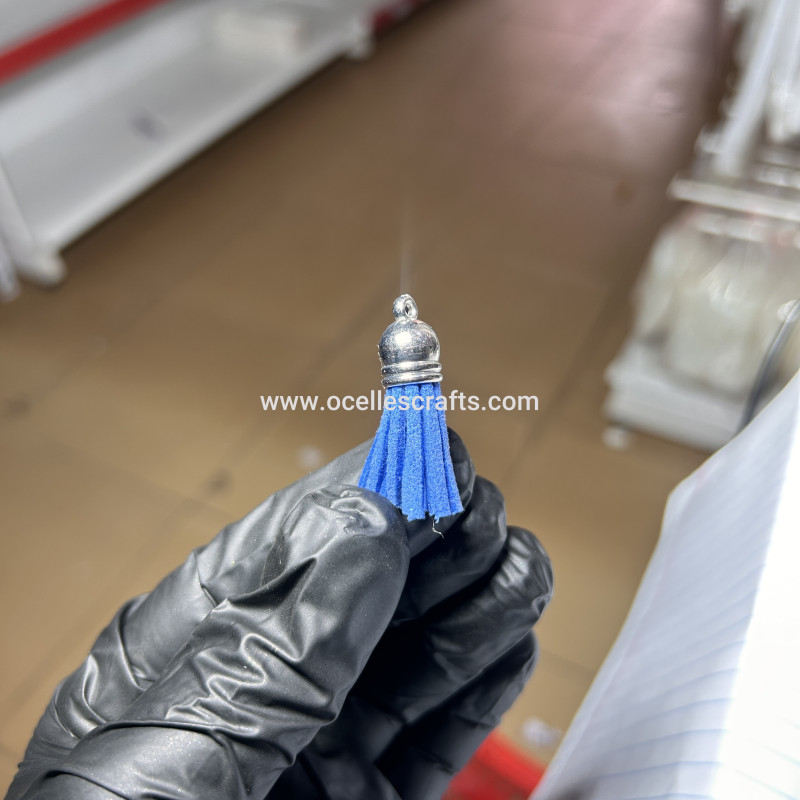 Blue Silver Cap Leather Tassel