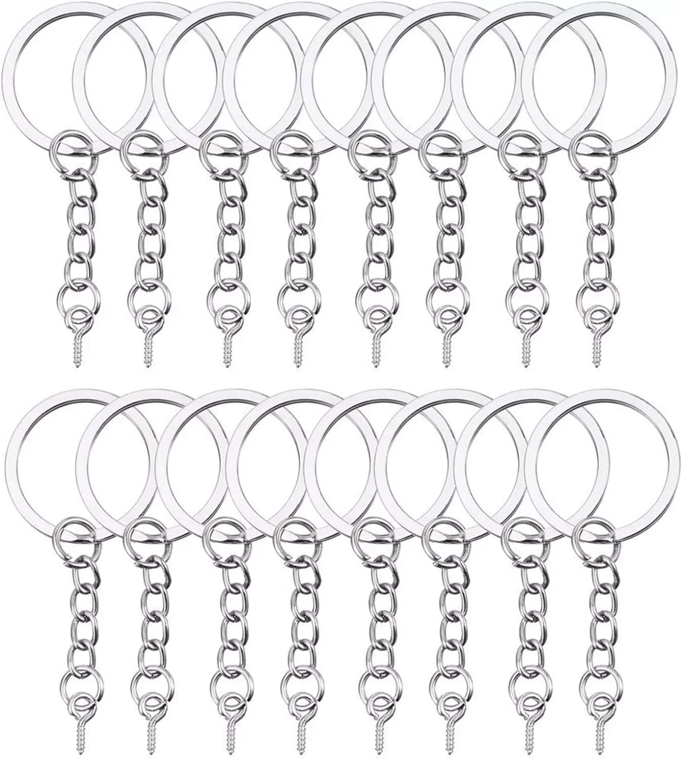20 pcs silver keyrings with eyecrews