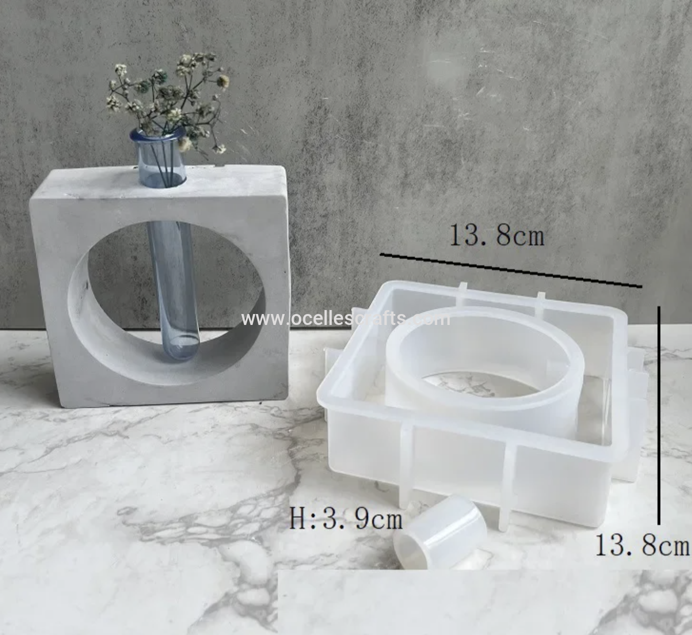 Hollow Square Hydroponic Flower Vase with tube