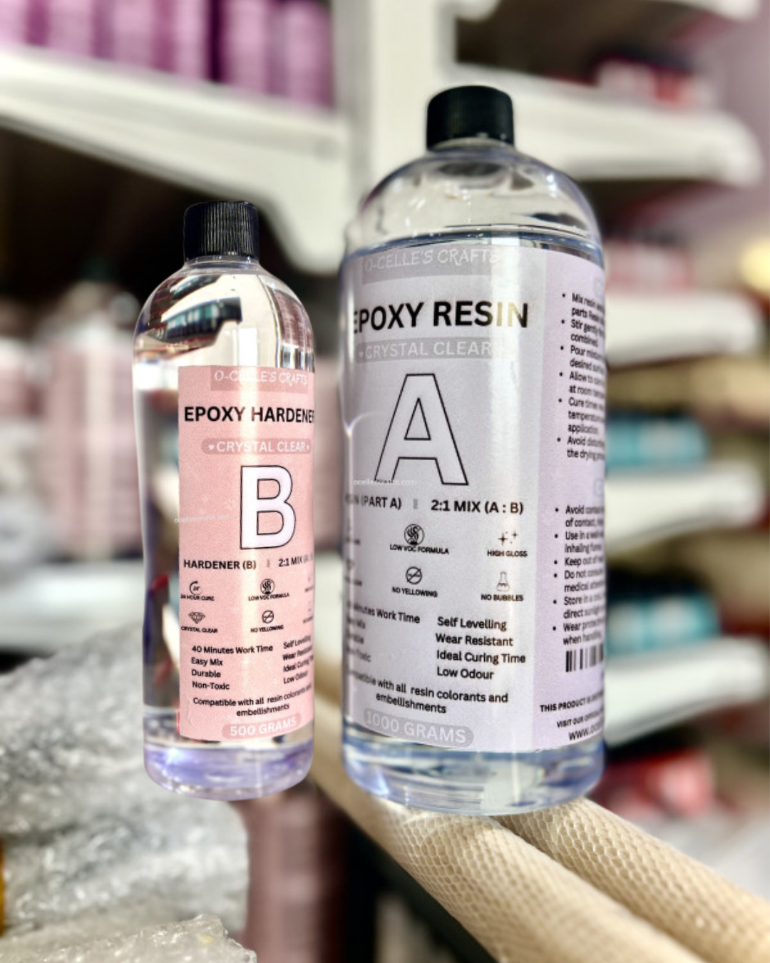 1.5kg 2:1 Epoxy Resin Set (1kg Resin and 500g Hardener) Crystal Clear Epoxy Resin- Part A & B