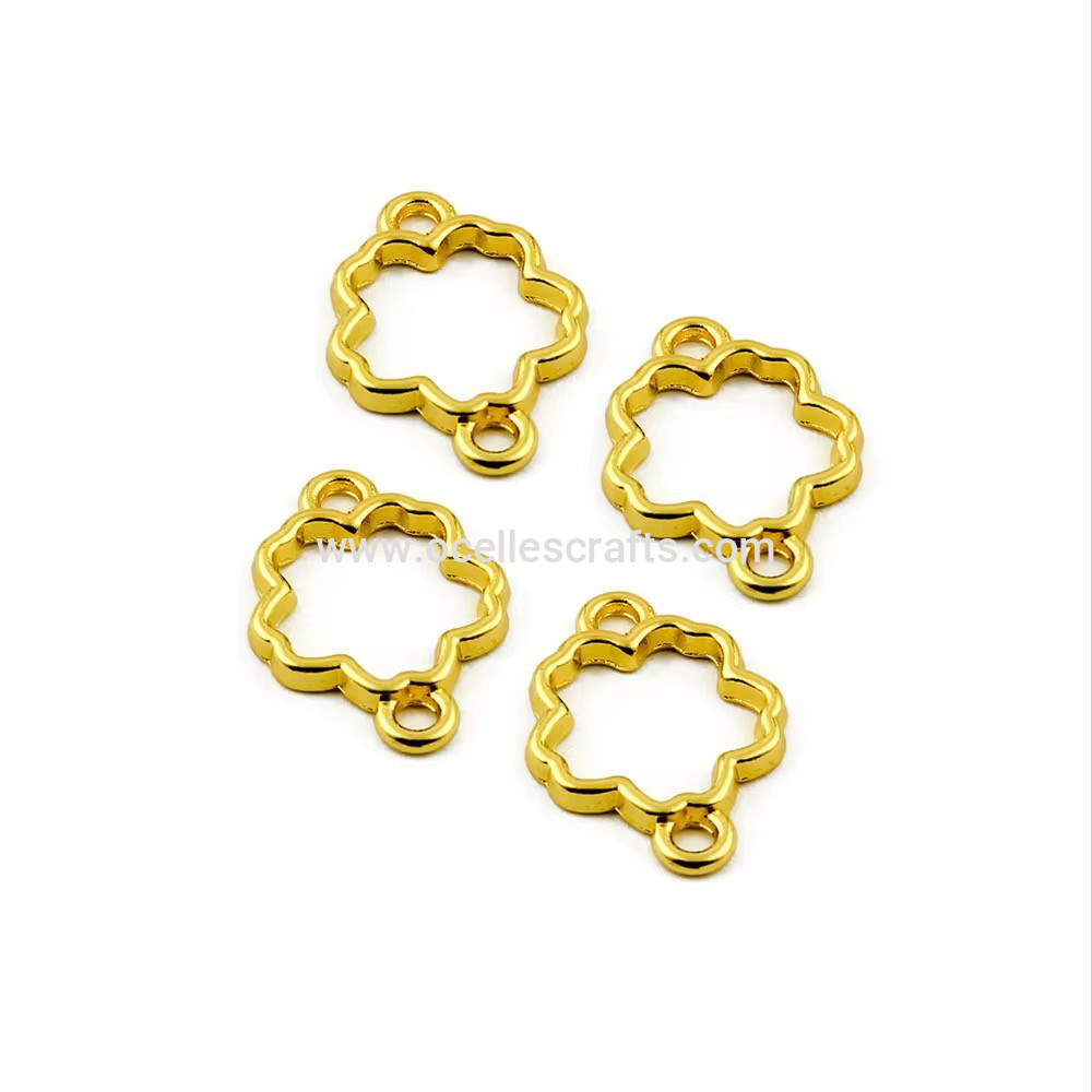 6pcs gold flower bracelet open back bezel