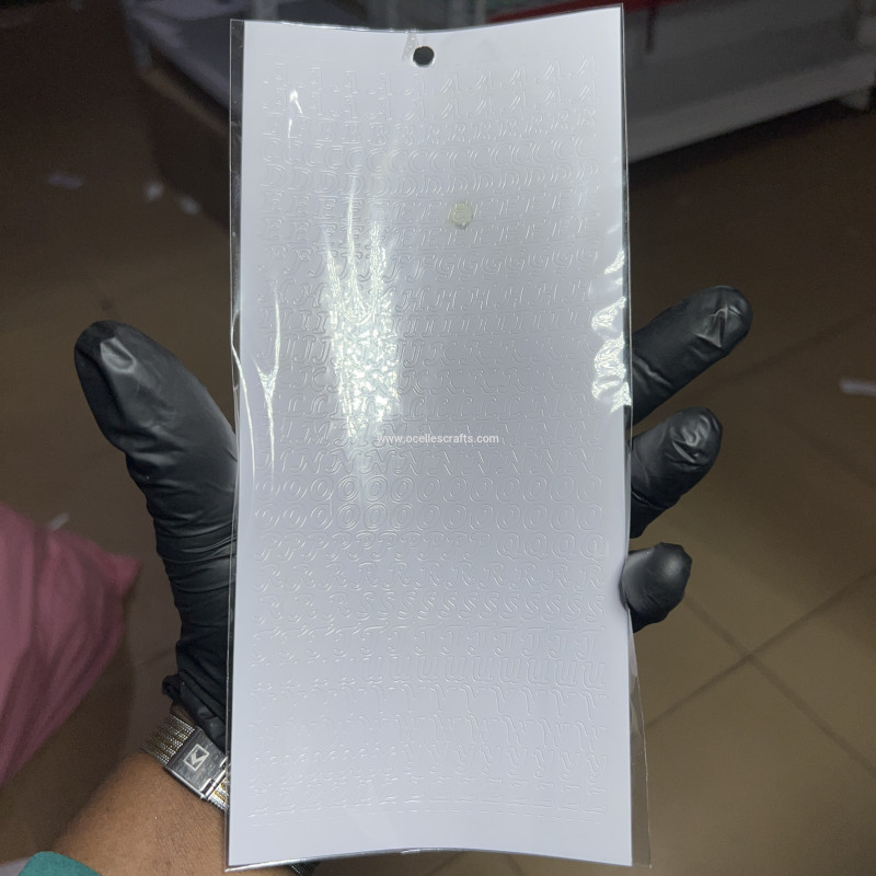 PVC White Uppercase Alphabet Sticker with Numbers