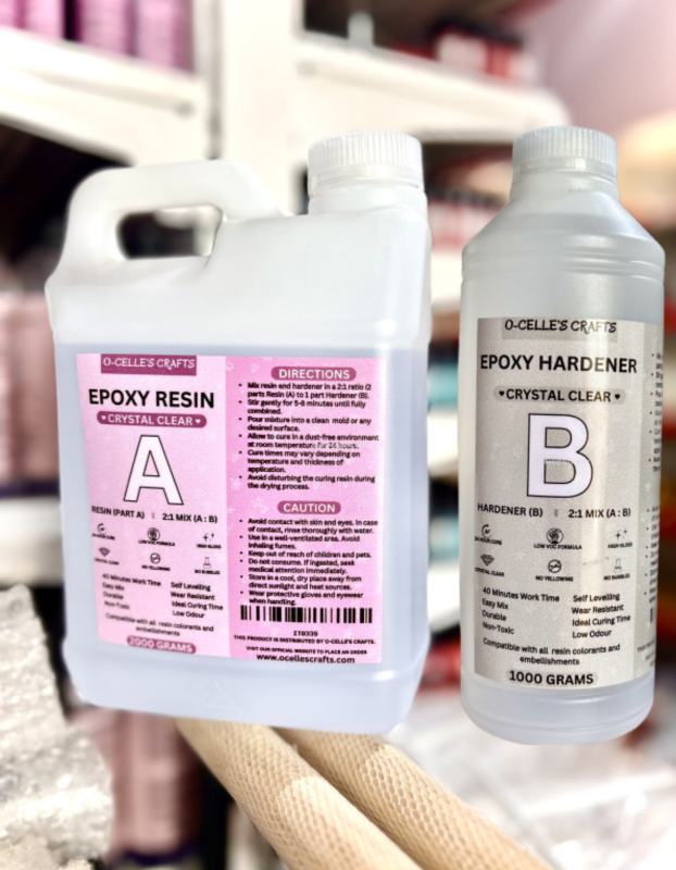 3kg 2:1 Epoxy Resin Set (2kg Resin and 1kg Hardener) Crystal Clear Epoxy Resin- Part A & B