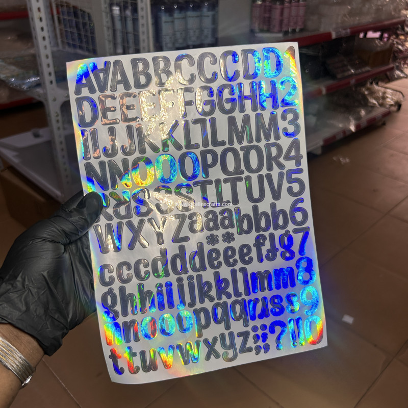 Silver Large Holographic Alphabet Sticker