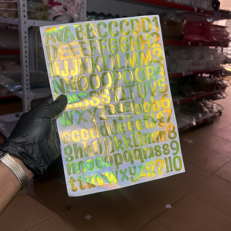 Gold Large Holographic Alphabet Sticker