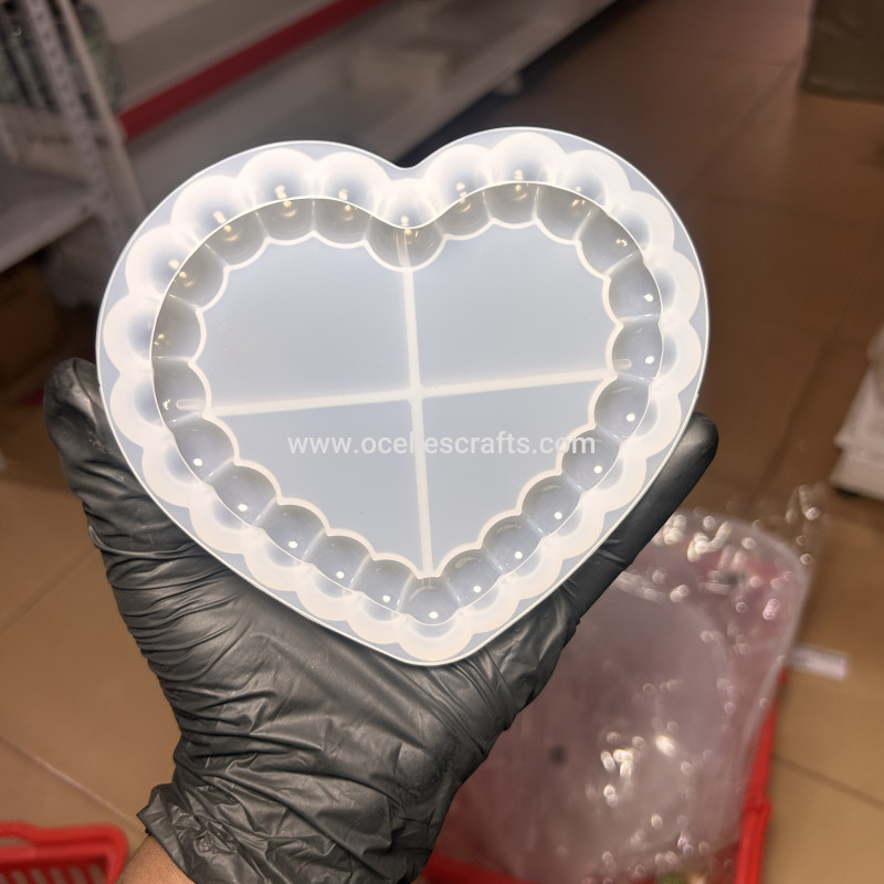 Bubble edge heart Coaster Mold(Decor)