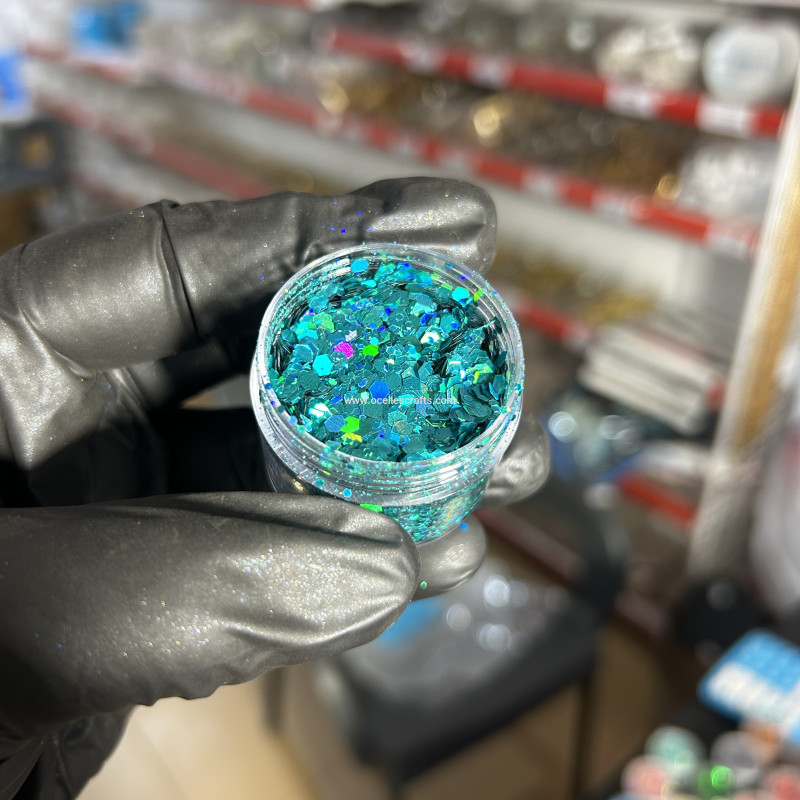 Turquoise Blue Holographic Chunky Glitter