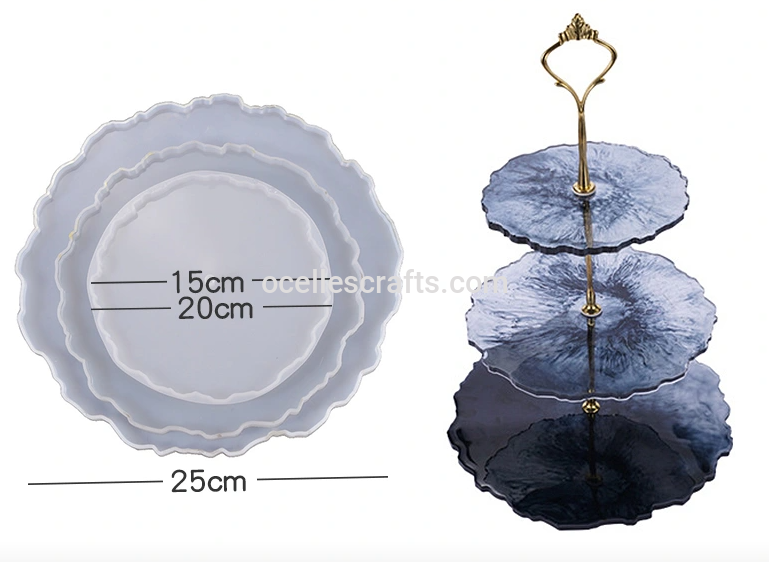 Round Geode 3 Tier Tray Mold set
