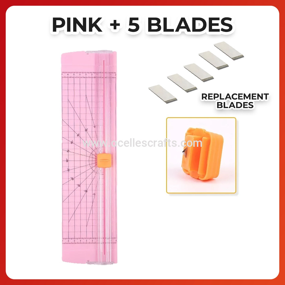Pink A4 Paper Trimmer or cutter with 5 Replacement Blades