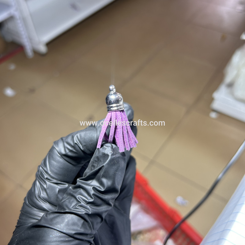 Purple Silver Cap Leather Tassel