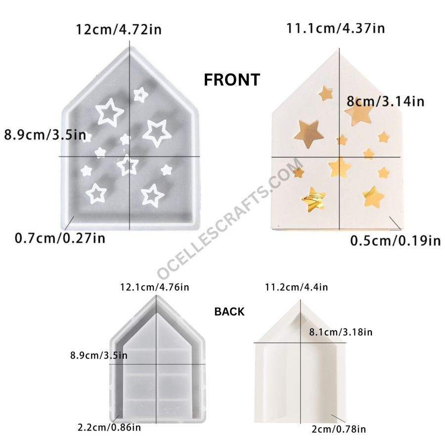2pcs House with many Stars front and back decor Mold