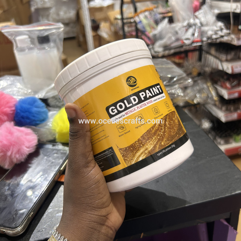 1kg Permanent Shimmering Gold metallic paint for crafts Canvas, Wood, Clay, Fabric, Ceramic, Stone, Glass Craft Supplies Waterproof and Non-fading