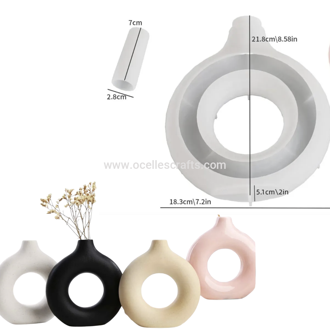 Large Donut Flower Vase Decor Mold