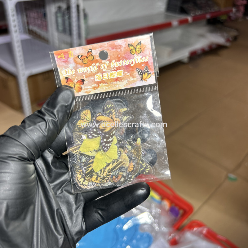 40pcs Yellow butterfly Stickers