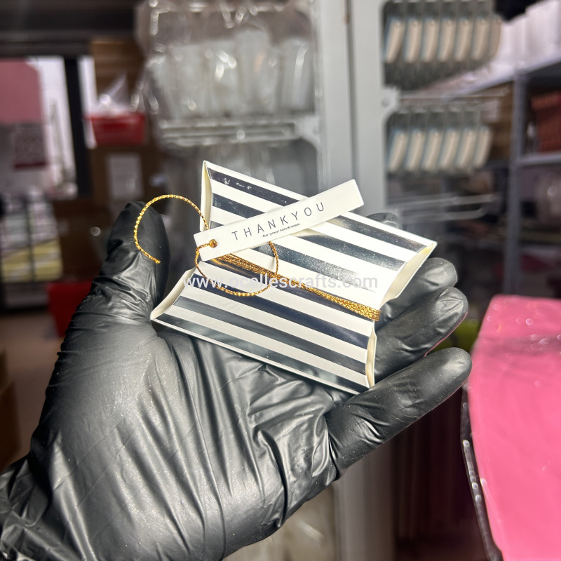 50pcs Silver Striped Pillow Box for packaging Keychains