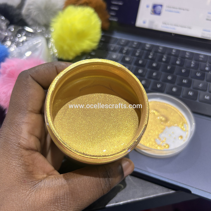 200g Permanent Shimmering Gold metallic paint for crafts Canvas, Wood, Clay, Fabric, Ceramic, Stone, Glass Craft Supplies Waterproof and Non-fading