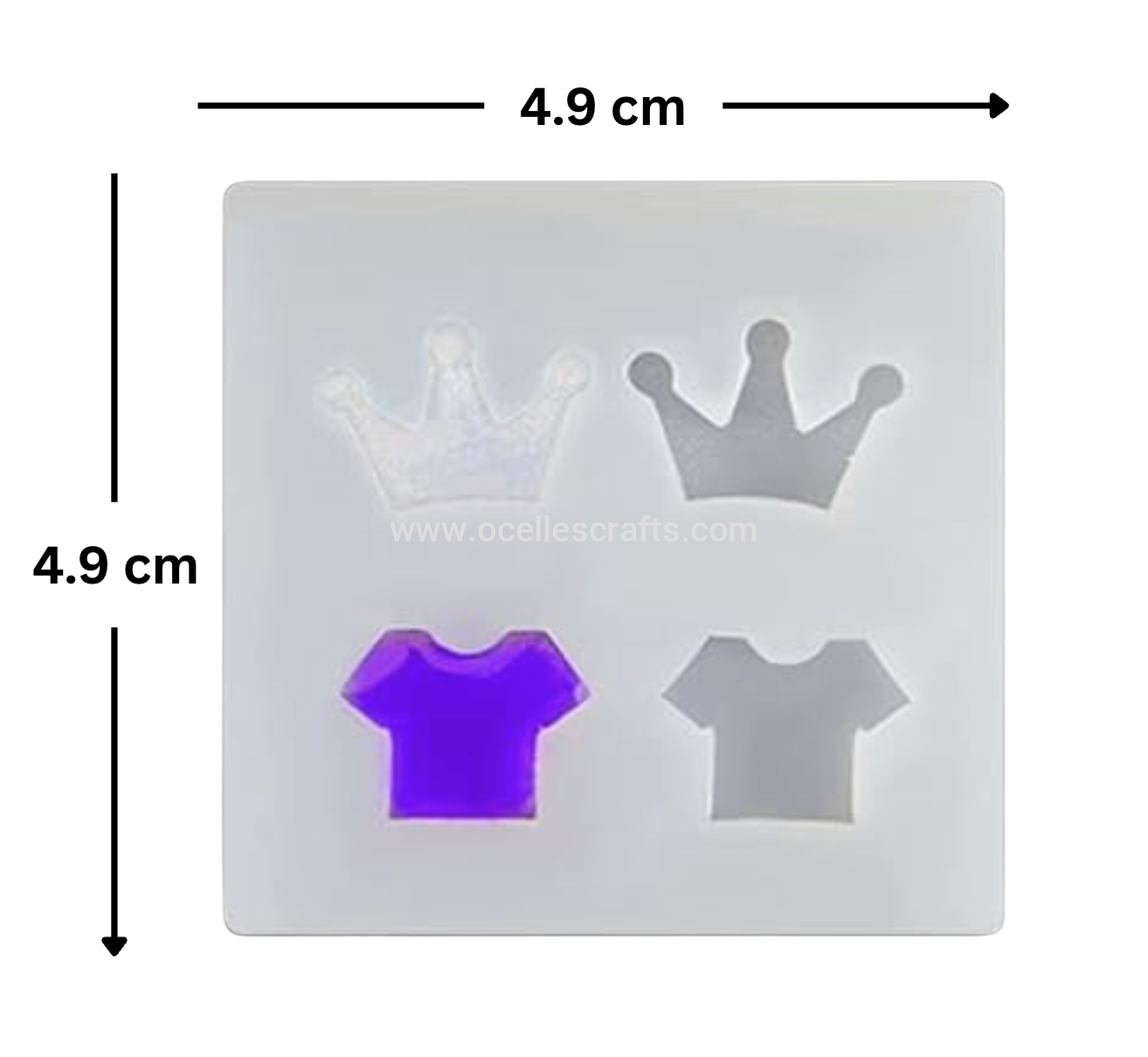 4 Cavity Mini Crown and Shirt Stud Earring Mold