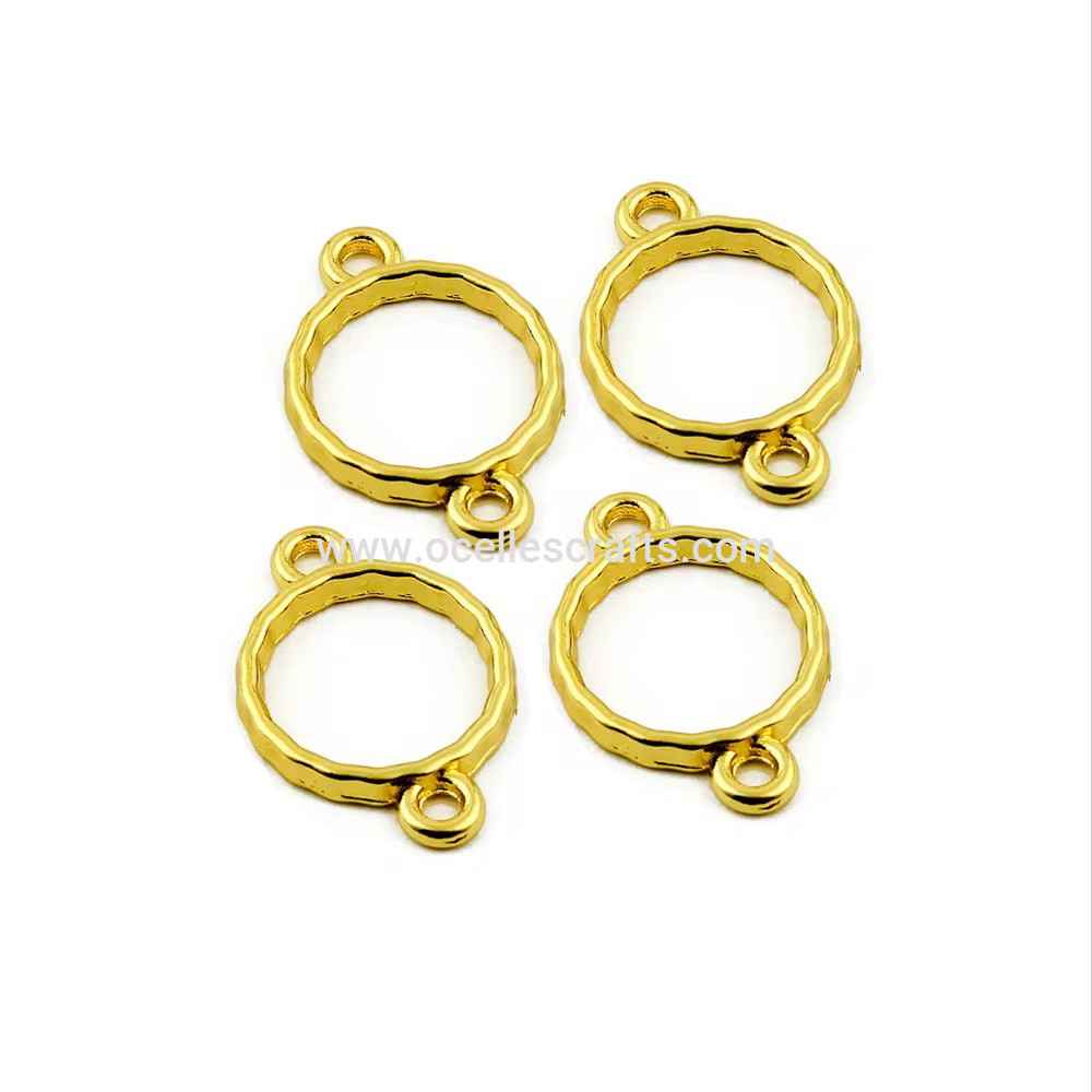 6pcs gold round bracelet open back bezel