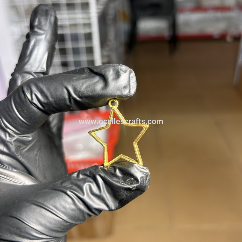 Gold Star open back bezel for pendant or earring