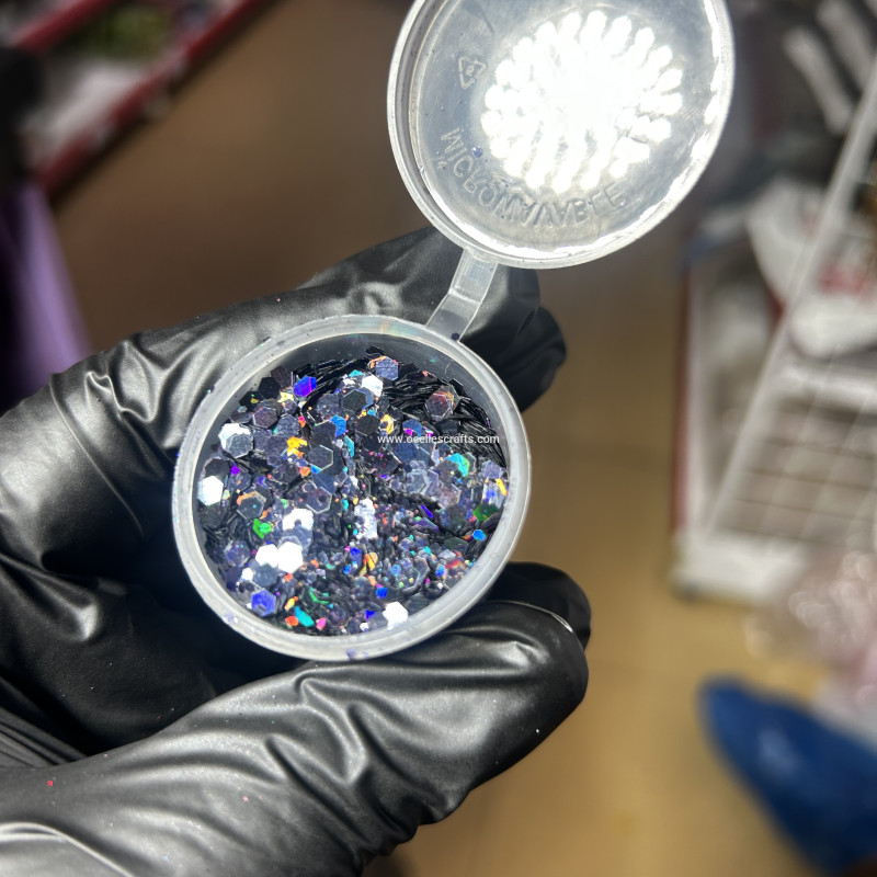 Silver grey Holographic Chunky Glitter