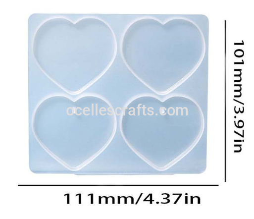 4 Cavity Heart Keychain Mold